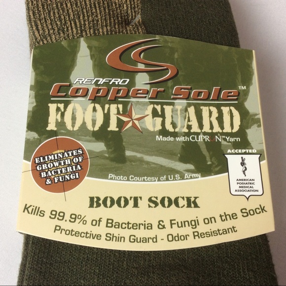 Renfro Copper Sole Military Green Boot Socks Big/Tall Men's Size XL 13-15 2 Pair - Picture 8 of 8